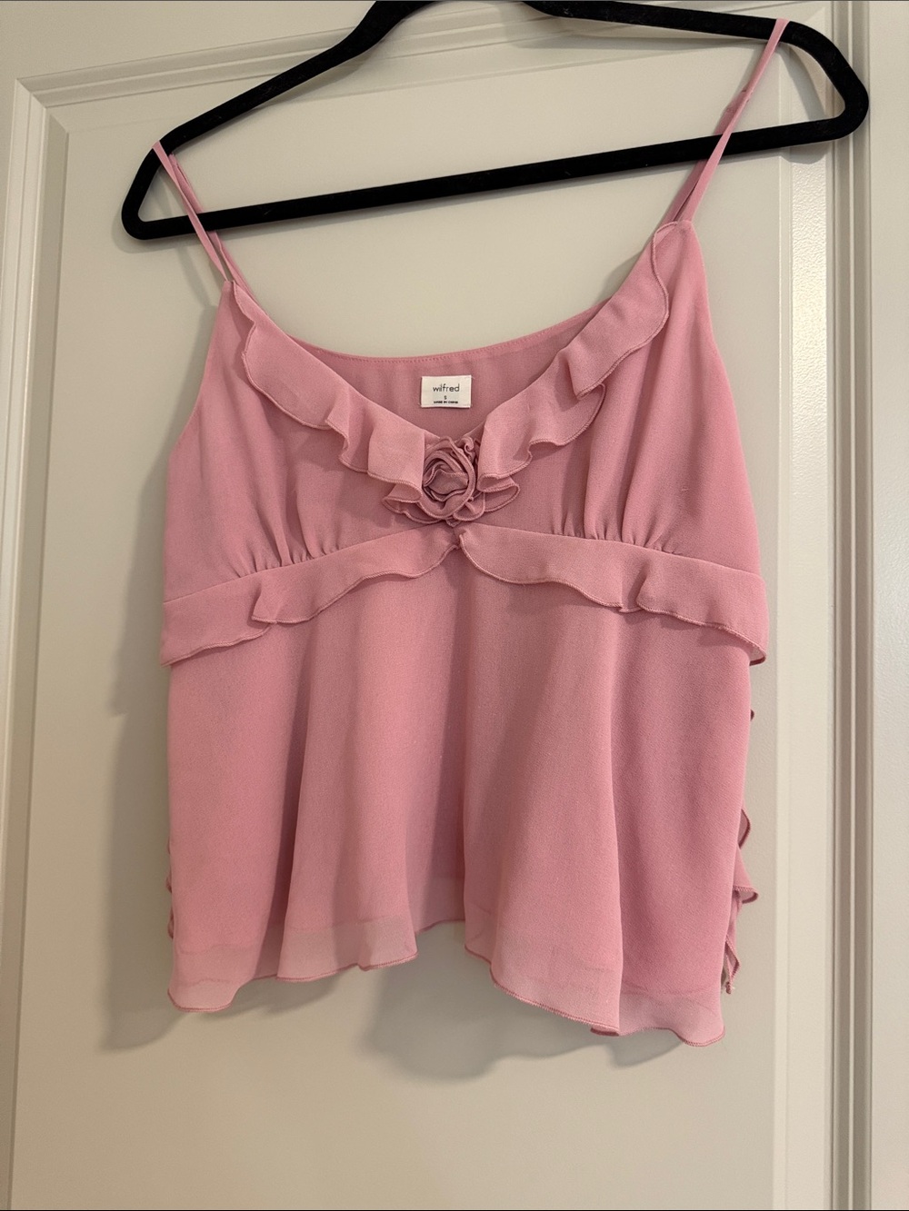Wilfred Pink Floral-Rose Ruffle Spaghetti Strap Camisole